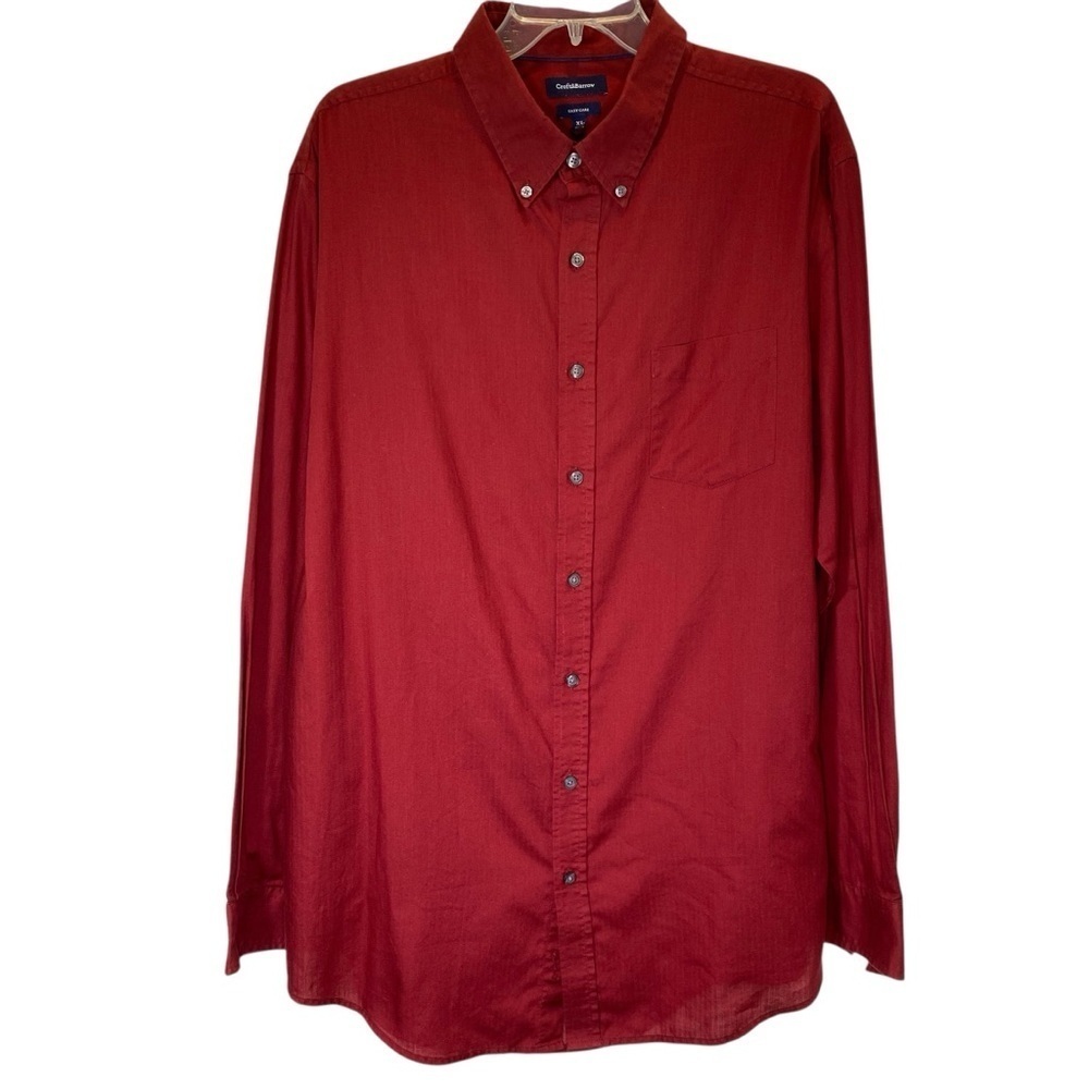CROFT & BARROW men's size XL Tall Burgundy cotton long sleeve button down shirt
